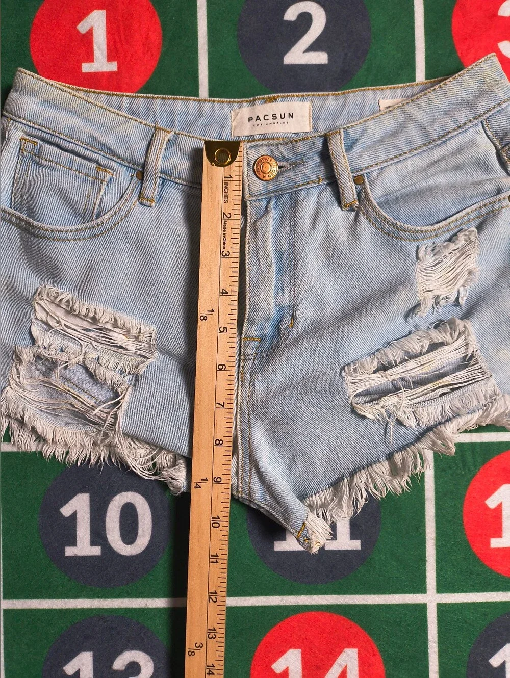 PacSun High Rise Festival Short Women's 25 Light Wash Distressed Denim Shorts